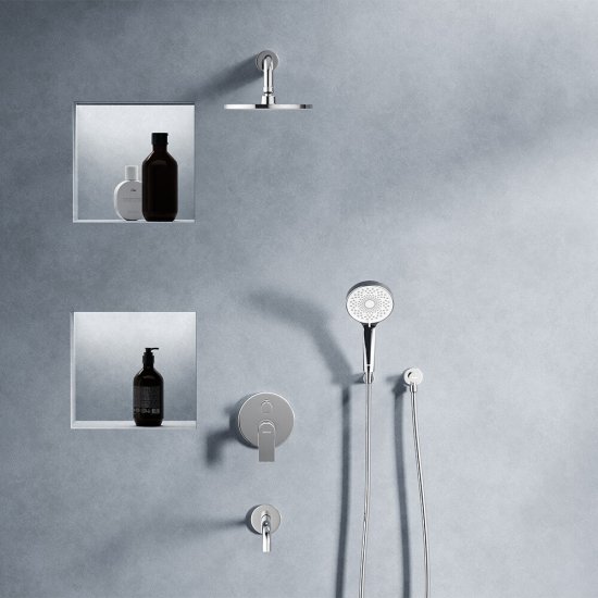 Душевая система Damixa Apollo встраиваемая с верхним душем с лейкой со смесителем хром (947510000)