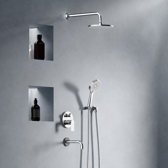Душевая система Damixa Apollo встраиваемая с верхним душем с лейкой со смесителем хром (947510000)