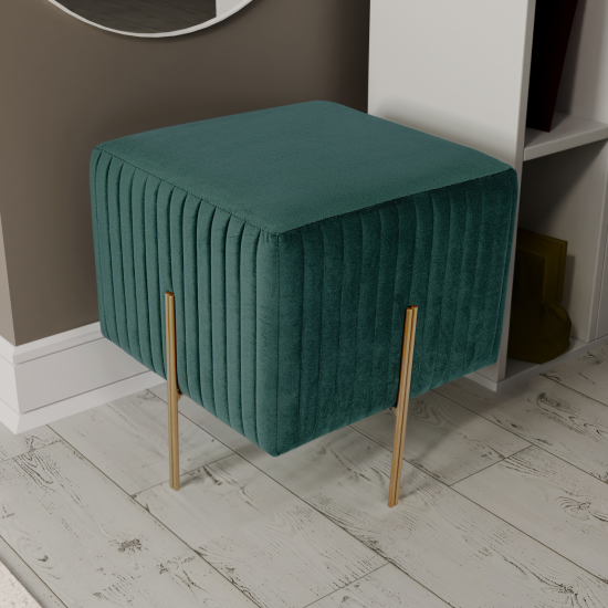 Пуф велюр темно-зеленый 40 x 42 см