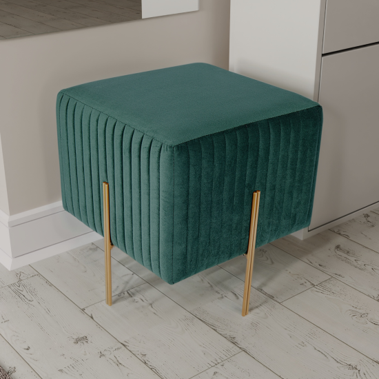 Пуф велюр темно-зеленый 40 x 42 см
