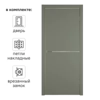 Дверь межкомнатная глухая с замком и петлями в комплекте Сити 2 60x200 см ПВХ цвет форте тренто