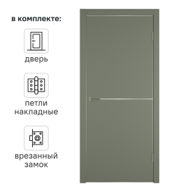 Дверь межкомнатная глухая с замком и петлями в комплекте Сити 2 60x200 см ПВХ цвет форте тренто