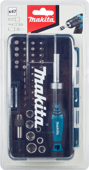 Отвертка с магнитными битами Makita B-36170, 47 предметов