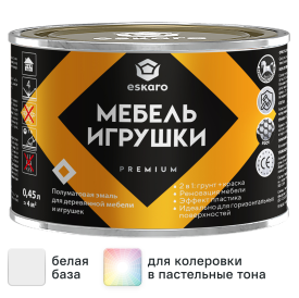 Краска для мебели и игрушек моющаяся Eskaro Toys & Furniture полуматовая цвет прозрачный база С 0.45 л