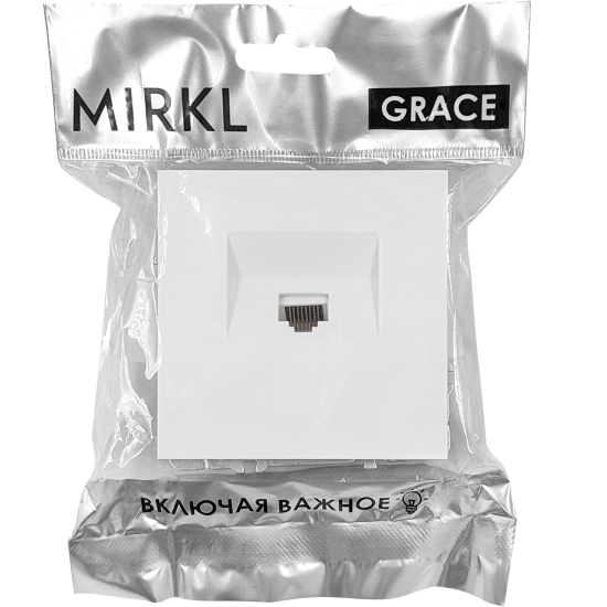 Розетка компьютерная встраиваемая Mirkl Grace RJ45 цвет белый