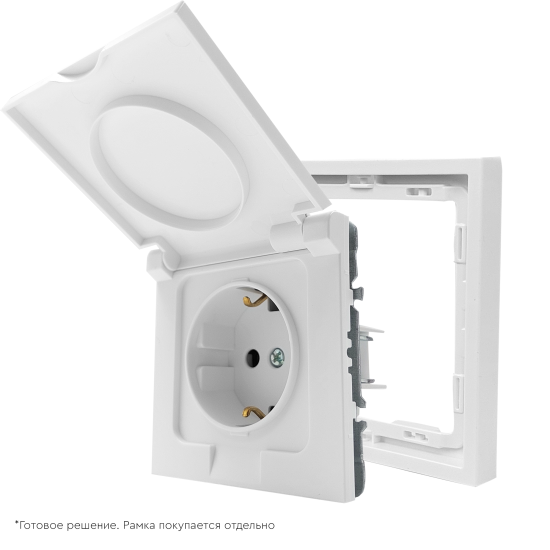 Розетка встраиваемая Mirkl Grace с заземлением с крышкой и шторками цвет белый