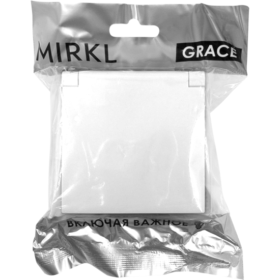 Розетка встраиваемая Mirkl Grace с заземлением с крышкой и шторками цвет белый