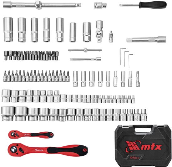 Набор ключ со сменными насадками MTX 135119 1/2, 1/4 дюйма, 108 шт.