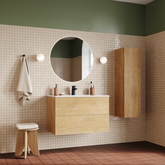 Комплект тумба с раковиной Iddis Bild 80 см подвесная дуб светлый (BIL80V0i95K)