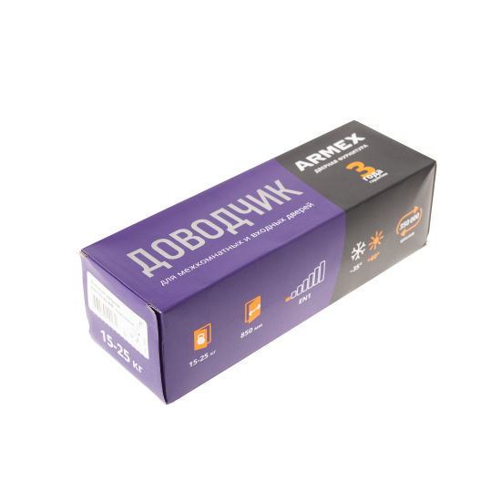 Доводчик дверной Armex EN1 15-25 кг цвет серебро