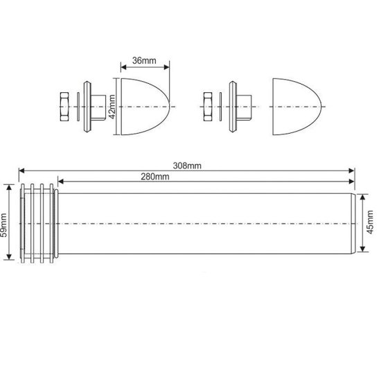 Соединение для подключения подвесного унитаза к бачку McAlpine d45 мм черное (FP45R/2819)