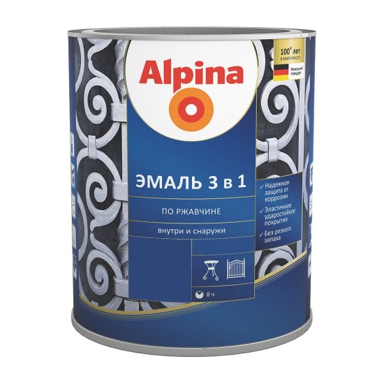 Алкидно-уретановая эмаль по ржавчине ALPINA 948103622