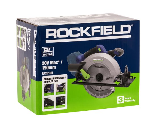 Пила циркулярная аккумуляторная Rockfield RF2310B, 20 В Li-ion без АКБ и ЗУ, 190 мм