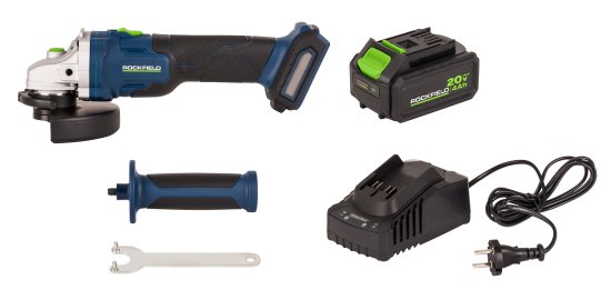 УШМ аккумуляторная бесщеточная Rockfield RF2204BK, 20 В Li-ion 4 Ач, 125 мм