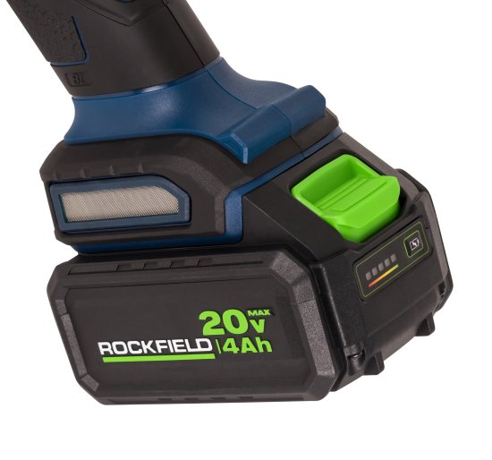 УШМ аккумуляторная бесщеточная Rockfield RF2204BK, 20 В Li-ion 4 Ач, 125 мм