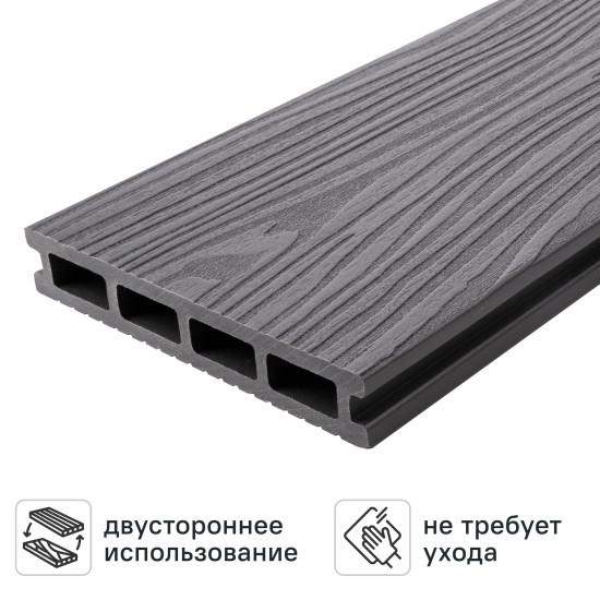 Террасная доска ДПК T-Decks цвет Серый 150x25x4000 мм двусторонняя вельвет/структура древесины 0.6 м²