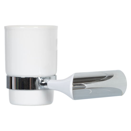 Стакан для зубных щёток Swensa Lock SWR-6600-03-CRM, подвесной, керамика/металл, цвет белый/хром