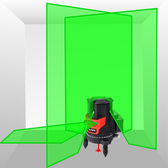 Уровень лазерный Elitech ПЛ 10-4В-ЗЕЛ зеленый луч, 25 м