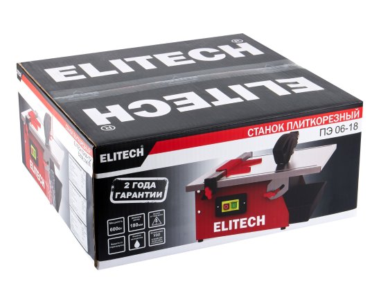 Плиткорез сетевой настольный Elitech ПЭ 06-18, 600 Вт, толщина реза 34 мм