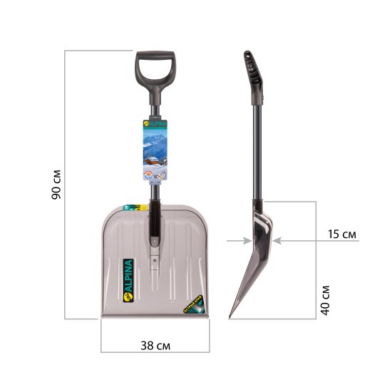 Лопата для уборки снега Val Alpina 78105 92 см поликарбонат с черенком