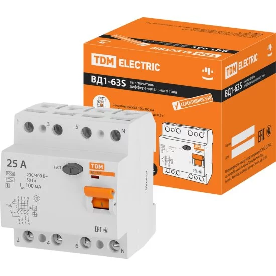 Устройство защитного отключения TDM ELECTRIC ВД1-63S