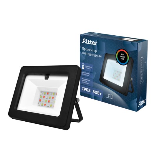 Прожектор светодиодный Ritter RGB 30 Вт IP65 черный