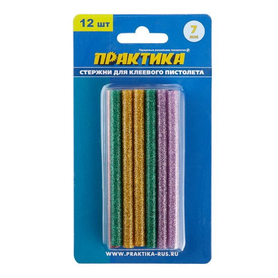 Стержни клеевые Практика 7х100 мм цветные металлик 66 г (12 шт.)