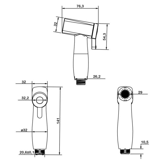 Лейка гигиеническая Swedbe Calypso двухрежимная черная матовая (5141B)
