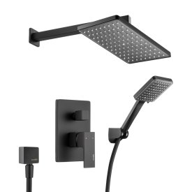 Душевая система Swedbe Platta встраиваемая с верхним душем с лейкой черная (5555B)