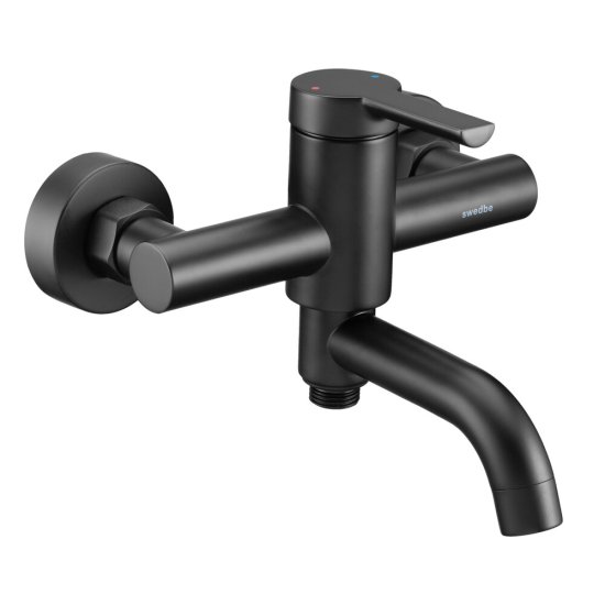 Смеситель для ванны Swedbe Diana черный однорычажный с коротким изливом без лейки (1030B)