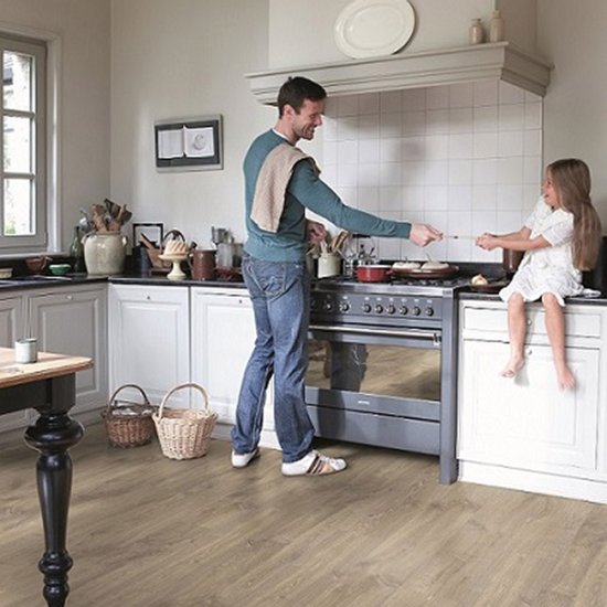 Ламинат 33 класс Clic&Go Impulse дуб льняной 1,596 кв.м 8 мм с фаской влагостойкий