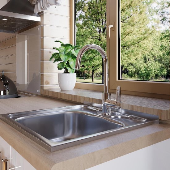 Мойка для кухни Ukinox Nord 50х50х13 см накладная сталь (Nr 500х500 0,4)