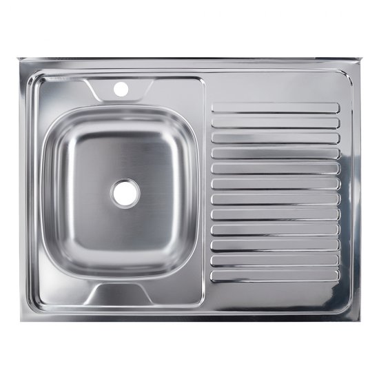 Мойка для кухни Ukinox Nord 80х60х13 см накладная с крылом сталь (Nr 800х600 0,4 L)