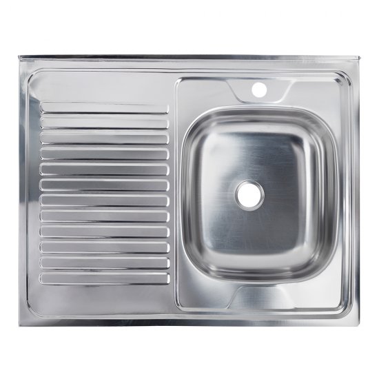 Мойка для кухни Ukinox Nord 80х60х13 см накладная с крылом сталь (Nr 800х600 0,4 R)