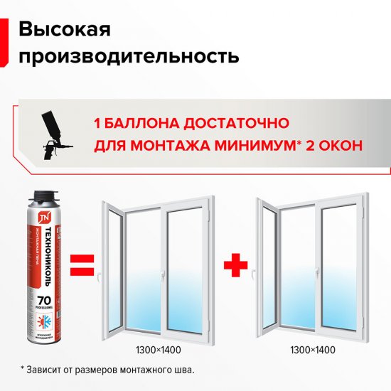 Пена монтажная профессиональная Технониколь 70 всесезонная 885 мл