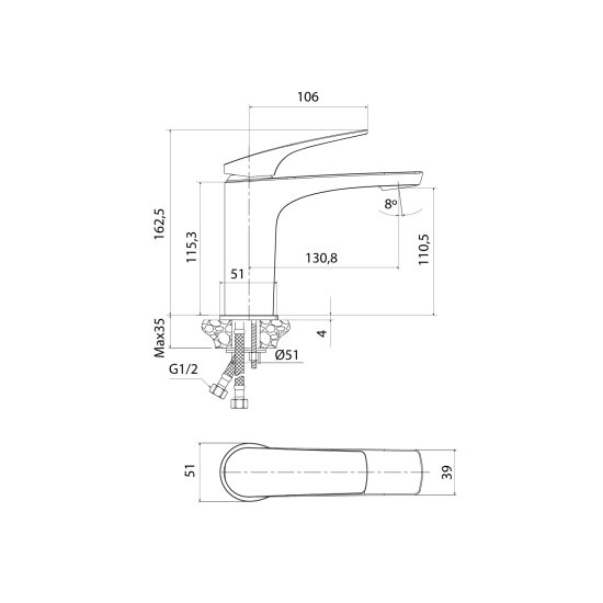 Смеситель для раковины Iddis Lahta LAHGM00i01 однорычажный цвет графит матовый