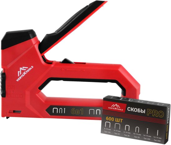 Степлер Vertextools 0043-07 тип скоб 28/53/140/300 6-14 мм