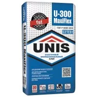 Клей для плитки/ керамогранита/ камня Unis Maxiflex U-300 эластичный армированный серый класс C2 TE S1 25 кг