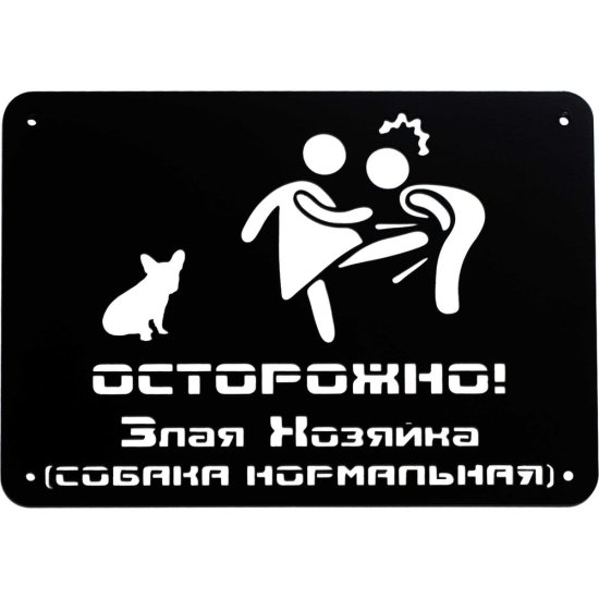 Табличка ООО СКП Осторожно, злая хозяйка, 30х21 см, сталь, порошковое покрытие