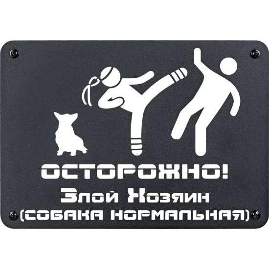 Табличка ООО СКП Осторожно, злой хозяин, 30х21 см, сталь, порошковое покрытие