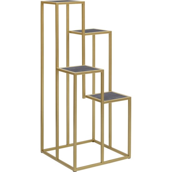 Столик подставка под 4 кашпо GreenWeen TORI золотой каркас, столешницы керамика Antracite, 400x400x1000