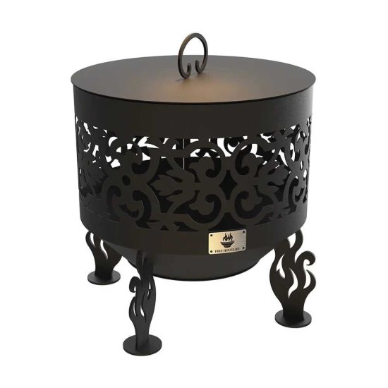 Комплект: костровая чаша с крышкой пламегасителем FIRE-HOUSE ажурная диаметр 80 см коническое дно