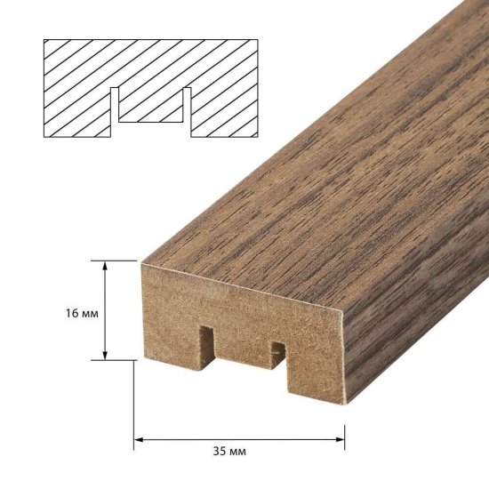Декоративная рейка МДФ 35х16х2700 мм грецкий орех Стильный Дом
