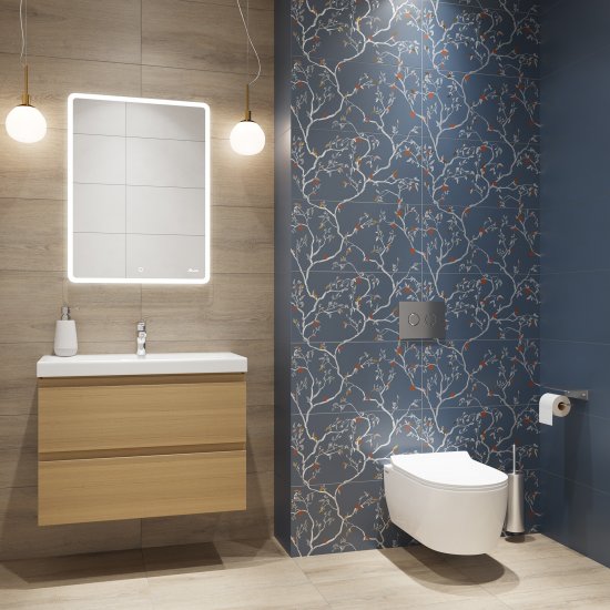 Панно настенное LB Ceramics Моррис 60x60.3 см глазурованный керамогранит матовый цвет синий комплект