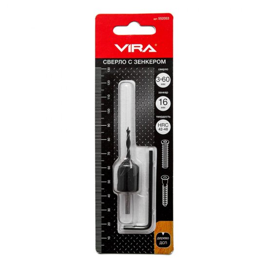 Сверло по дереву спиральное Vira 3х60 мм с зенкером (552053)
