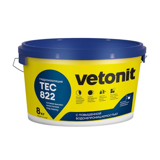 Гидроизоляция акриловая Vetonit Weber.tec 822 розовая 8 кг