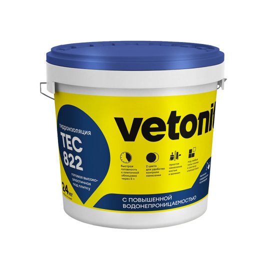 Гидроизоляция акриловая Vetonit Weber.tec 822 серая 24 кг