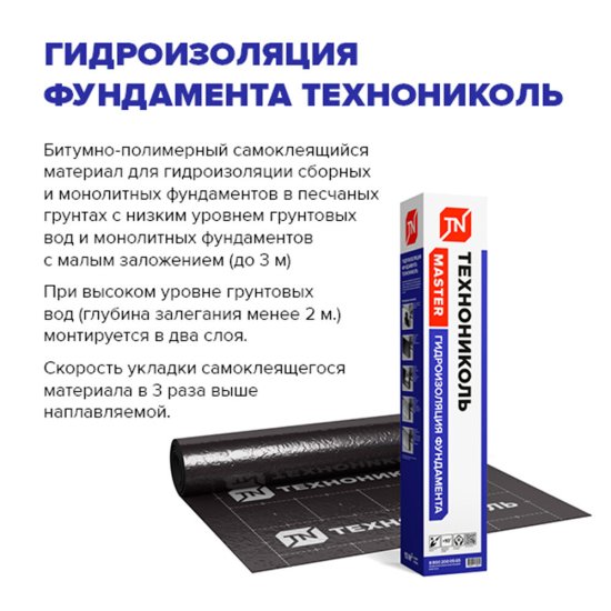 Гидроизоляция фундамента Технониколь 1х10 м