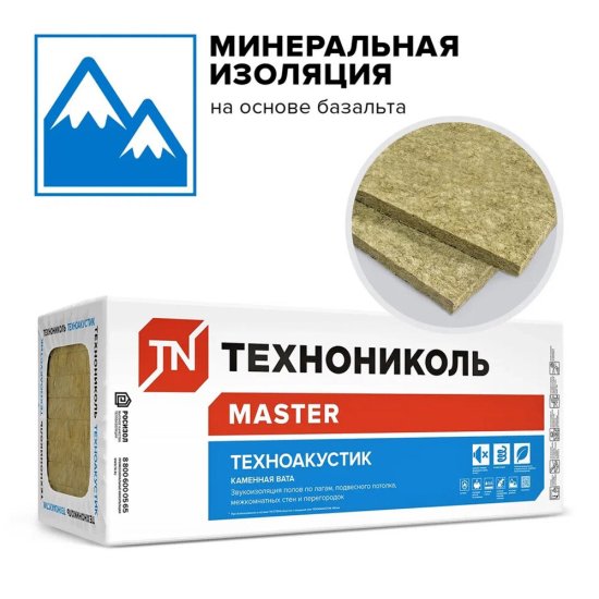 Шумоизоляция Технониколь Техноакустик 50х600х1200 мм 8,64 кв.м