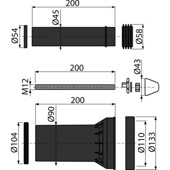 Комплект для монтажа инсталляции Alcadrain d90х110 мм (550944/4266)
